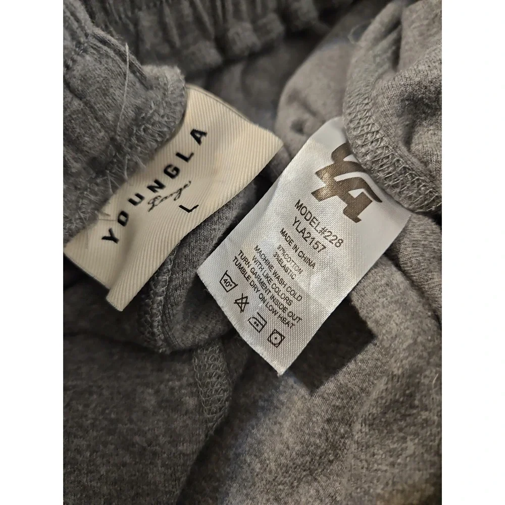 YoungLA Jogger Pants Mens L Gray Fleece Sweatpants Athletic Lounge Casual(1797